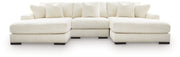 Nashville Furniture Outlets - Ashley Furniture - Lindyn Sectional - RAF 3-Piece Sectional with Double Chaise / Ivory - 21104S18