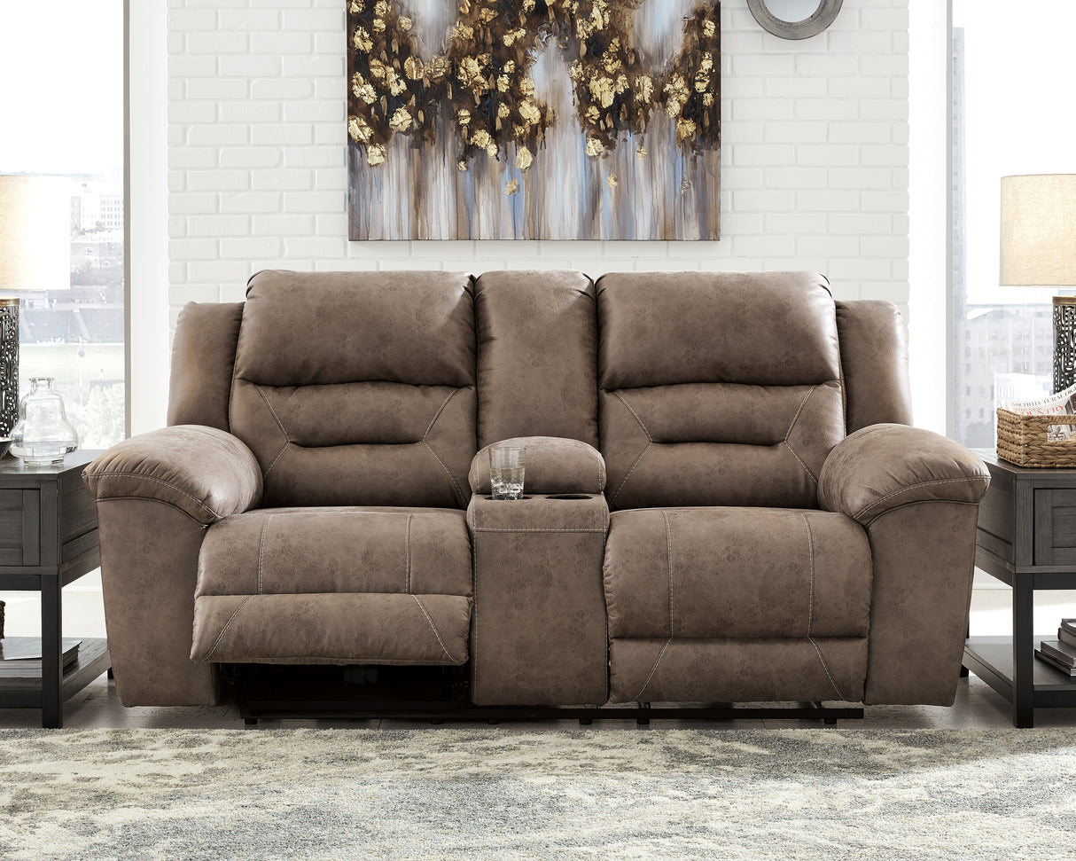 Nashville Furniture Outlets - Ashley Furniture - Stoneland Living Room - DBL REC PWR Loveseat w/Console / Fossil - 3990596