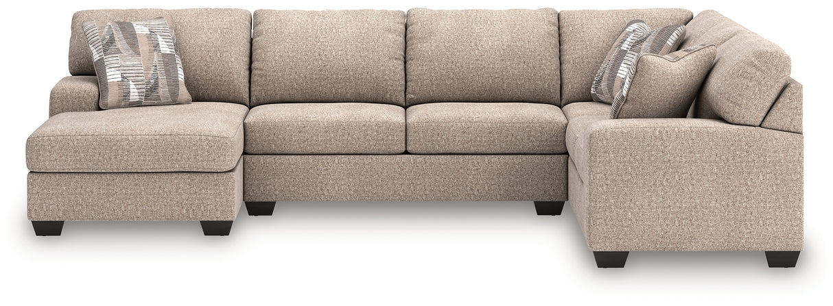 Nashville Furniture Outlets - Ashley Furniture - Newellen Sectional - RAF 3-Piece Sleeper Sectional with Chaise / Hemp - 48404S5