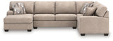 Nashville Furniture Outlets - Ashley Furniture - Newellen Sectional - RAF 3-Piece Sleeper Sectional with Chaise / Hemp - 48404S5
