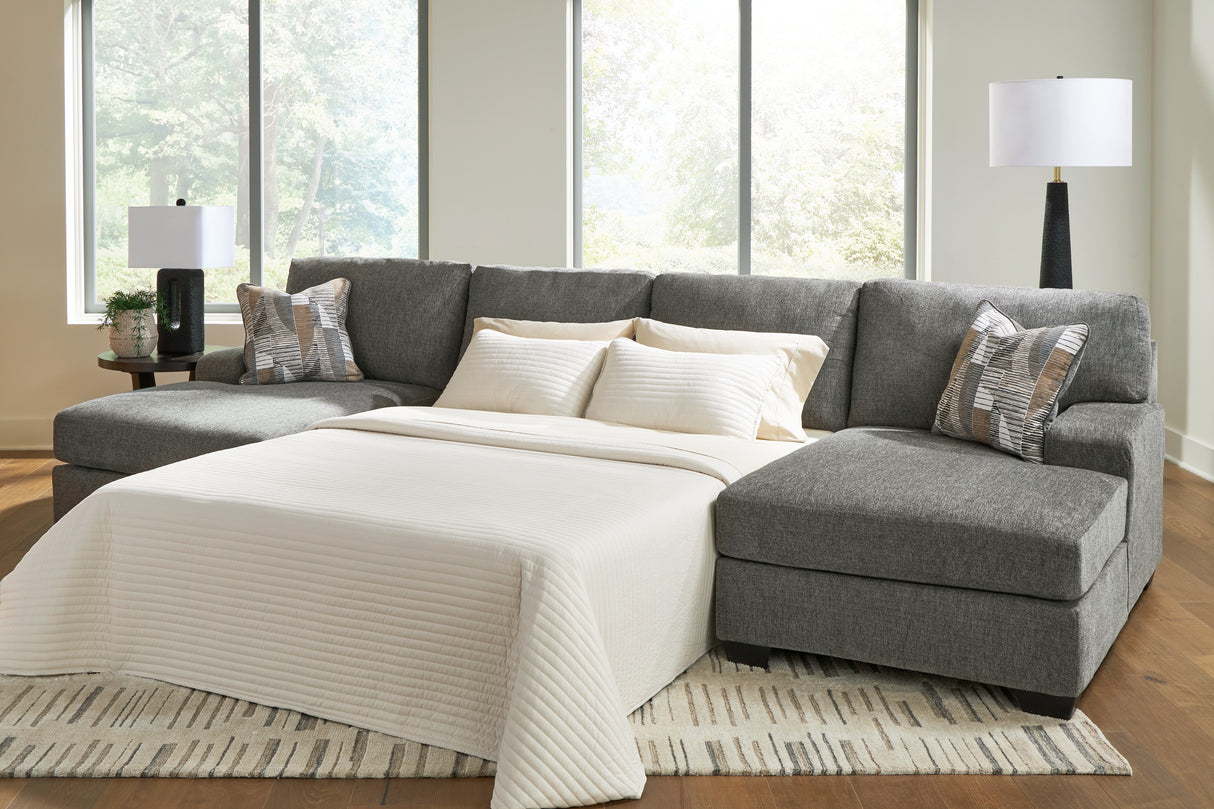 Nashville Furniture Outlets - Ashley Furniture - Revenna Sectional - RAF 3-Piece Sleeper Sectional with Double Chaise / Greystone - PC48405S7