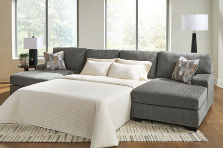 Nashville Furniture Outlets - Ashley Furniture - Revenna Sectional - RAF 3-Piece Sleeper Sectional with Double Chaise / Greystone - PC48405S7