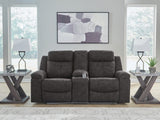 Nashville Furniture Outlets - Ashley Furniture - Brysonview Living Room - DBL Rec Loveseat w/Console / Charcoal - 6360594