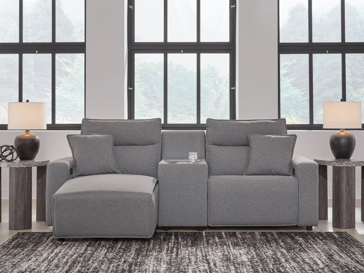 Nashville Furniture Outlets - Ashley Furniture - ModMax II Sectional - 3-Piece Power Reclining Sectional with Chaise and Console / Salt and Pepper - 65906S17