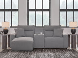 Nashville Furniture Outlets - Ashley Furniture - ModMax II Sectional - 3-Piece Power Reclining Sectional with Chaise and Console / Salt and Pepper - 65906S17