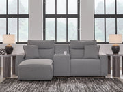 Nashville Furniture Outlets - Ashley Furniture - ModMax II Sectional - 3-Piece Power Reclining Sectional with Chaise and Console / Salt and Pepper - 65906S17