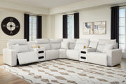 Nashville Furniture Outlets - Ashley Furniture - ModMax II Sectional - 7-Piece Power Reclining Sectional with Audio Consoles / Stone - 65907S9