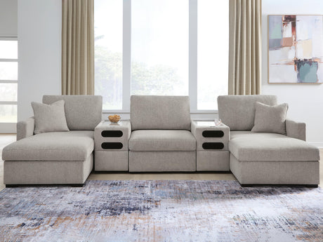 Nashville Furniture Outlets - Ashley Furniture - ModMax Luxe Sectional - RAF 5-Piece Double Chaise Sectional with Audio Consoles - 68605S43