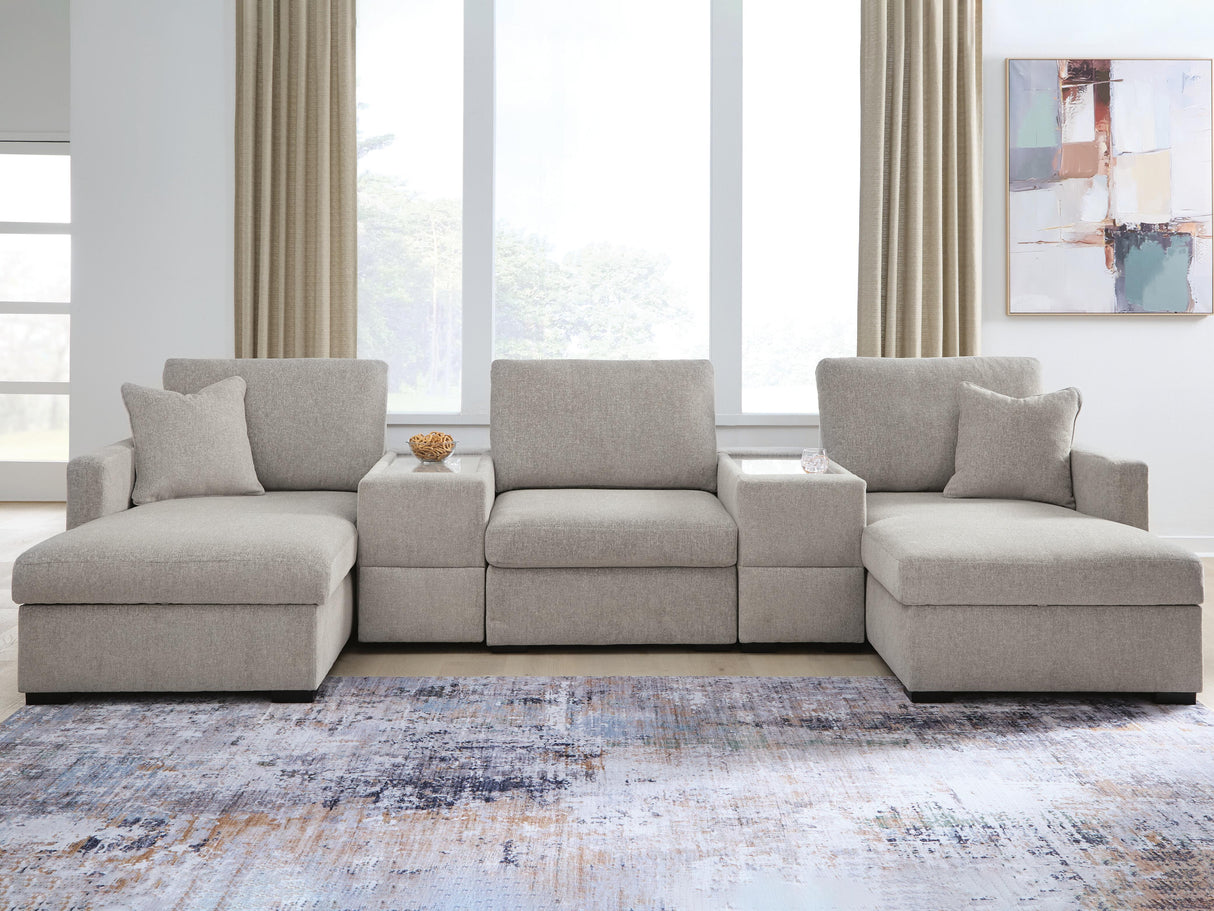 Nashville Furniture Outlets - Ashley Furniture - ModMax Luxe Sectional - RAF 5-Piece Double Chaise Sectional with Storage Consoles / Flint - 68605S38