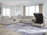 Nashville Furniture Outlets - Ashley Furniture - ModMax Luxe Sectional - RAF 8-Piece Sectional with Storage Chaise and Audio Consoles / Flint - 68605S80