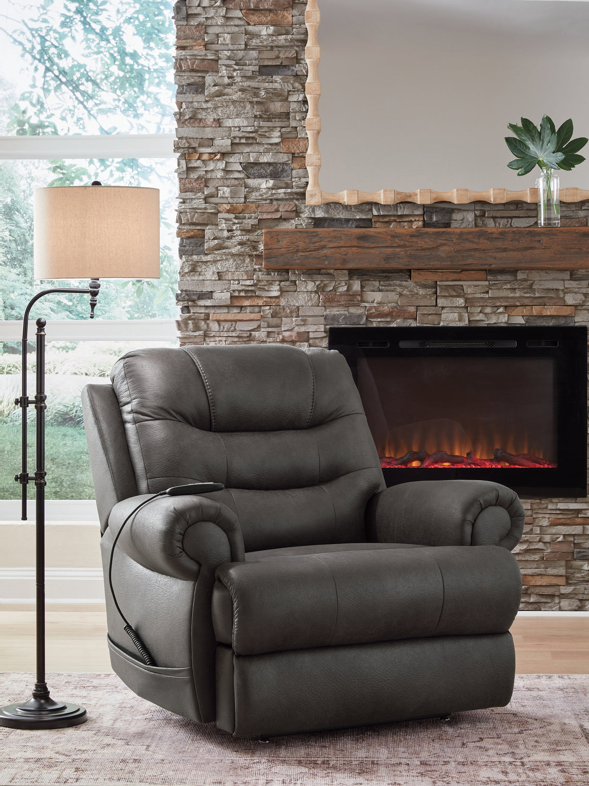 Nashville Furniture Outlets - Ashley Furniture - Revived and Restored Living Room - Power Lift Recliner / Granite - PC8240612