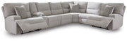 Nashville Furniture Outlets - Ashley Furniture - Acklen Place Sectional - 7-Piece Power Sectional Reclining Sofa with Storage Console / Pewter - 93605S20