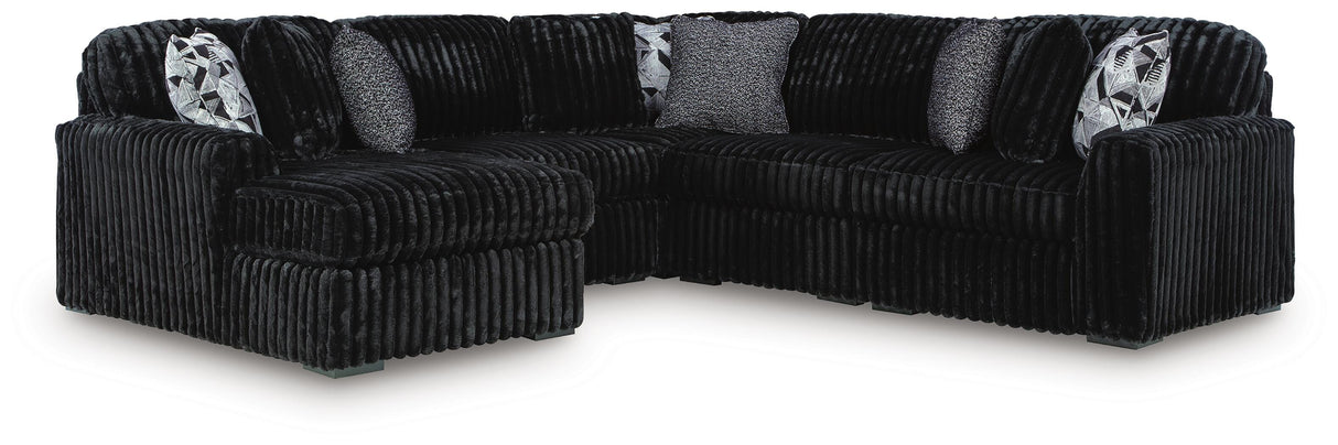 Nashville Furniture Outlets - Ashley Furniture - Midnight-Madness Sectional - RAF 5-Piece Sectional with Chaise / Onyx - 98103S21