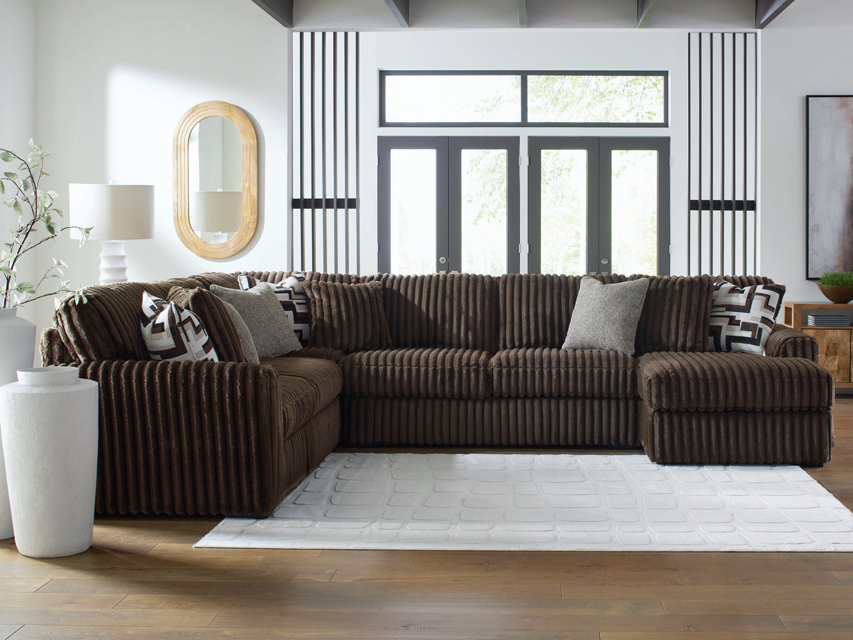 Nashville Furniture Outlets - Ashley Furniture - Midnight-Madness Sectional - LAF 4-Piece Sectional with Chaise / Chocolate - 98104S3