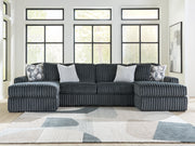 Nashville Furniture Outlets - Ashley Furniture - Midnight-Madness Sectional - RAF 3-Piece Double Chaise Sectional / Gunmetal - 98105S7