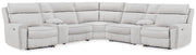 Nashville Furniture Outlets - Ashley Furniture - Social Pointe Sectional - 7-Piece Reclining Sectional with Storage Consoles / Pearl/Ash - PC98802S34