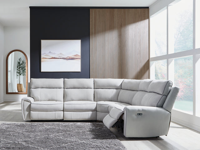 Nashville Furniture Outlets - Ashley Furniture - Social Pointe Sectional - 5-Piece Power Reclining Sectional / Pearl/Ash - PC98802S8