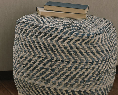 Nashville Furniture Outlets - Ashley Furniture - Chevron Pouf - Pouf / Blue - A1000445