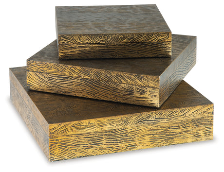 Nashville Furniture Outlets - Ashley Furniture - Keldy Box (Set of 3) - Box Set (3/CN) / Antique Brass Finish - A2000490