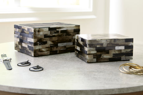 Nashville Furniture Outlets - Ashley Furniture - Ellford Box (Set of 2) - Box Set (Set of 2) / Black/Brown/Cream - A2000596