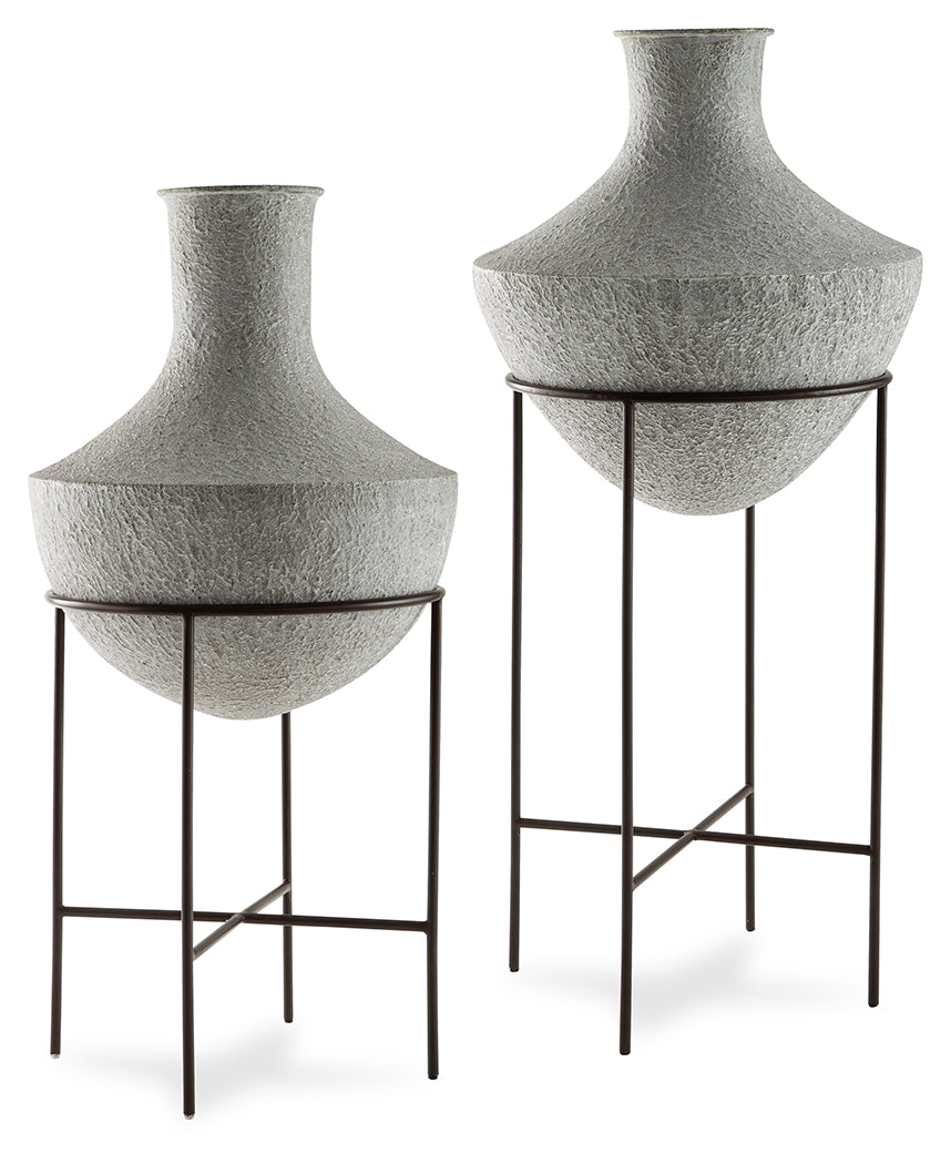 Nashville Furniture Outlets - Ashley Furniture - Estonbank Vase - Vase Set / Distressed Cream - A2000747A1