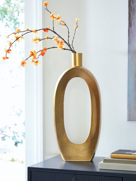 Nashville Furniture Outlets - Ashley Furniture - Lawtonville Vase - Vase / Antique Gold Finish - A2000752