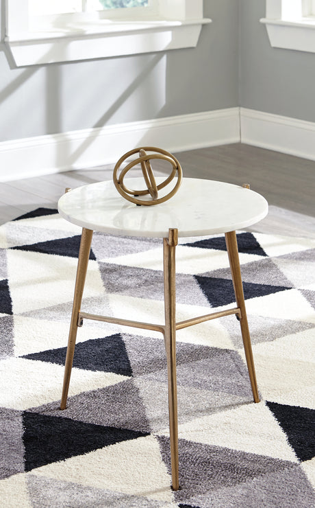 Nashville Furniture Outlets - Ashley Furniture - Chadton Accent Table - Accent Table / White/Gold Finish - A4000004