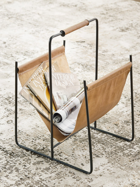 Nashville Furniture Outlets - Ashley Furniture - Faronworth Magazine Rack - Magazine Rack / Brown/Black - A4000668