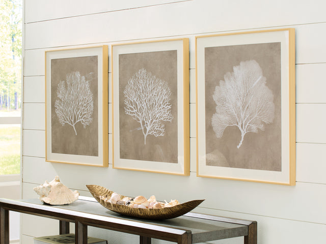 Nashville Furniture Outlets - Ashley Furniture - Hendridge Wall Decor - Wall Art Set (3/CN) / Taupe/White - A8000486