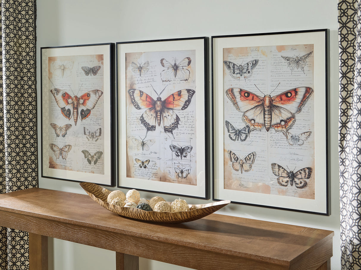 Nashville Furniture Outlets - Ashley Furniture - Jossletts Wall Decor - Wall Art Set (3/CN) / Orange/Black/Ivory - A8000490