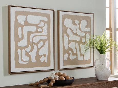 Nashville Furniture Outlets - Ashley Furniture - Waldett Wall Decor - Wall Art Set (Set of 2) / Beige/White - A8000503