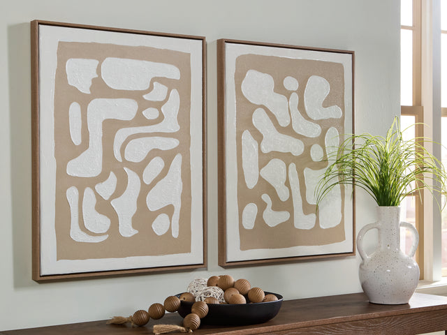 Nashville Furniture Outlets - Ashley Furniture - Waldett Wall Decor - Wall Art Set (Set of 2) / Beige/White - A8000503