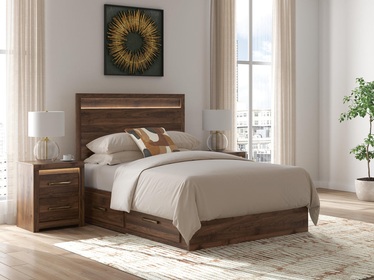 Nashville Furniture Outlets - Ashley Furniture - Janfyn Bedroom - Full Panel Platform Bed with Storage / Brown - PCB1010B16