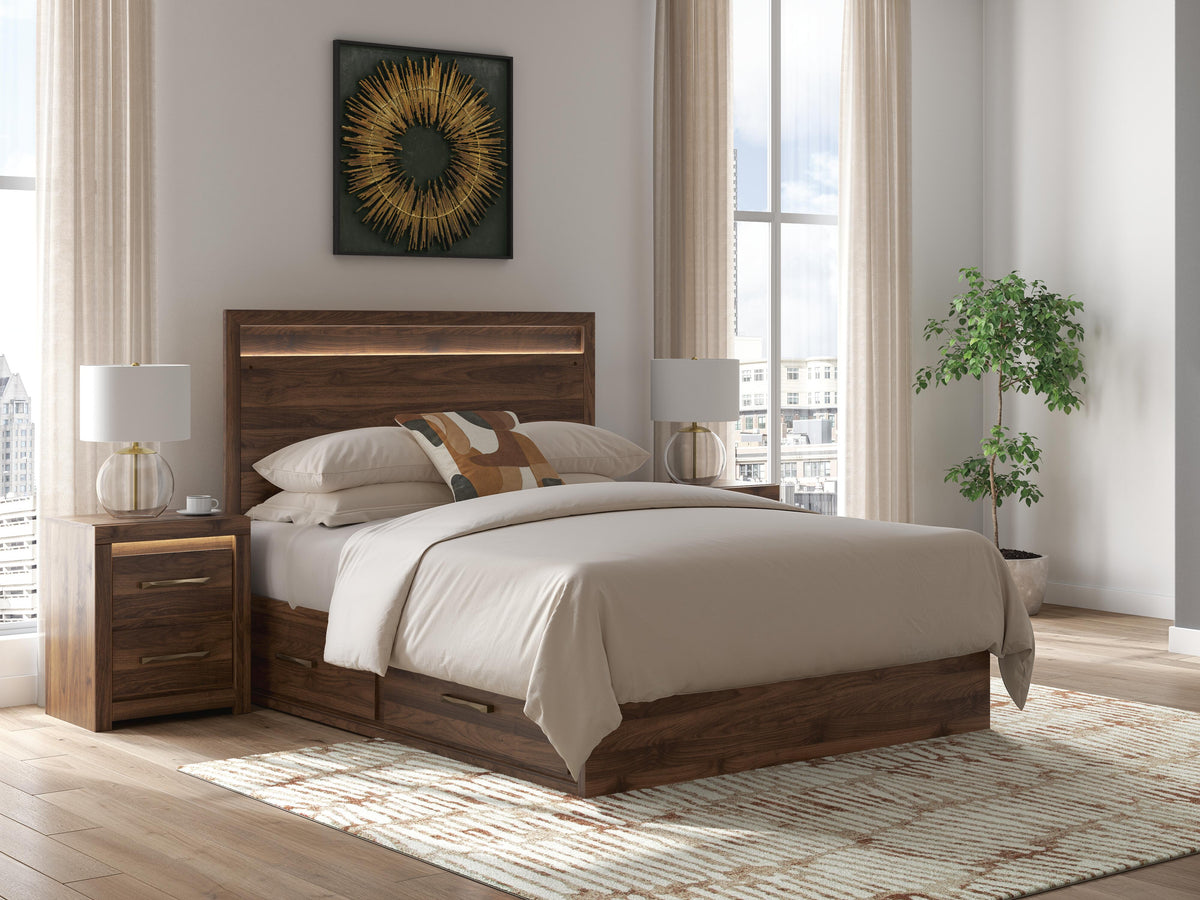 Nashville Furniture Outlets - Ashley Furniture - Janfyn Bedroom - Queen Panel Bed with Storage / Brown - PCB1010B4