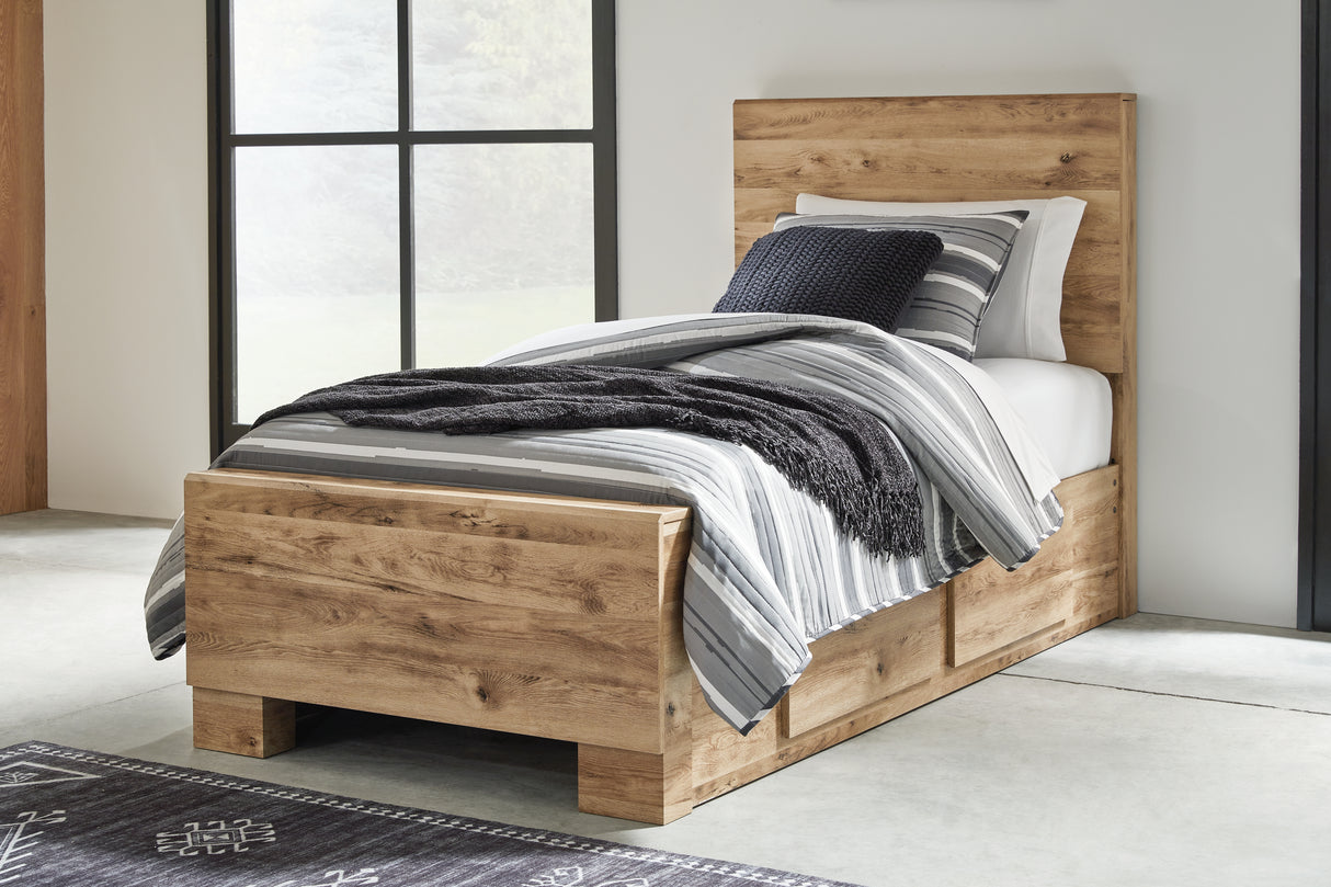 Nashville Furniture Outlets - Ashley Furniture - Hyanna Bedroom - Twin Panel Bed with 1 Side Storage / Tan Brown - B1050B24