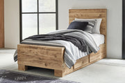 Nashville Furniture Outlets - Ashley Furniture - Hyanna Bedroom - Twin Panel Bed with 1 Side Storage / Tan Brown - B1050B24