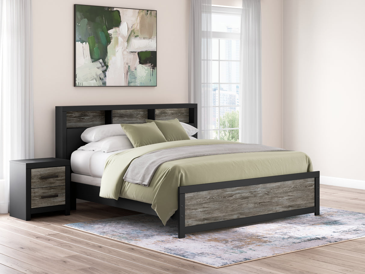 Nashville Furniture Outlets - Ashley Furniture - Broachmyn Bedroom - King Bookcase Panel Bed / Black/Gray - PCB1118B19