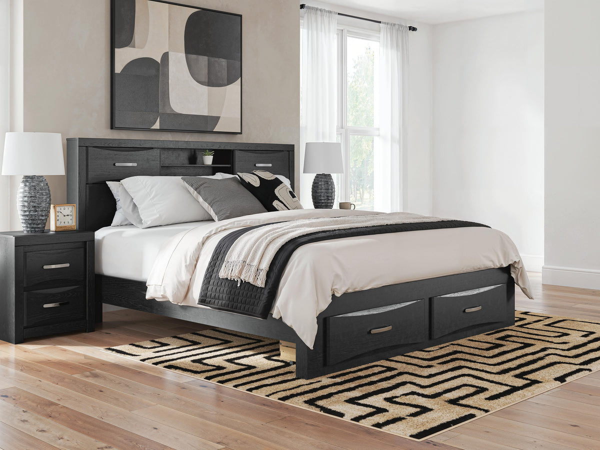 Nashville Furniture Outlets - Ashley Furniture - Stabotta Bedroom - King Bookcase Storage Bed / Black - PCB1755B10