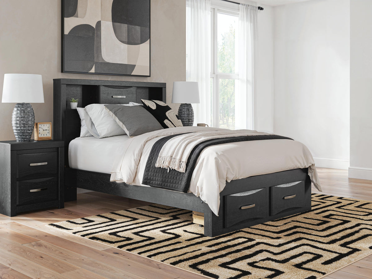 Nashville Furniture Outlets - Ashley Furniture - Stabotta Bedroom - Full Bookcase Storage Bed / Black - PCB1755B2