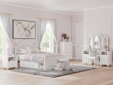 Nashville Furniture Outlets - Ashley Furniture - Kozlani Bedroom - Twin Upholstered Panel Bed / White - PCB1819B5