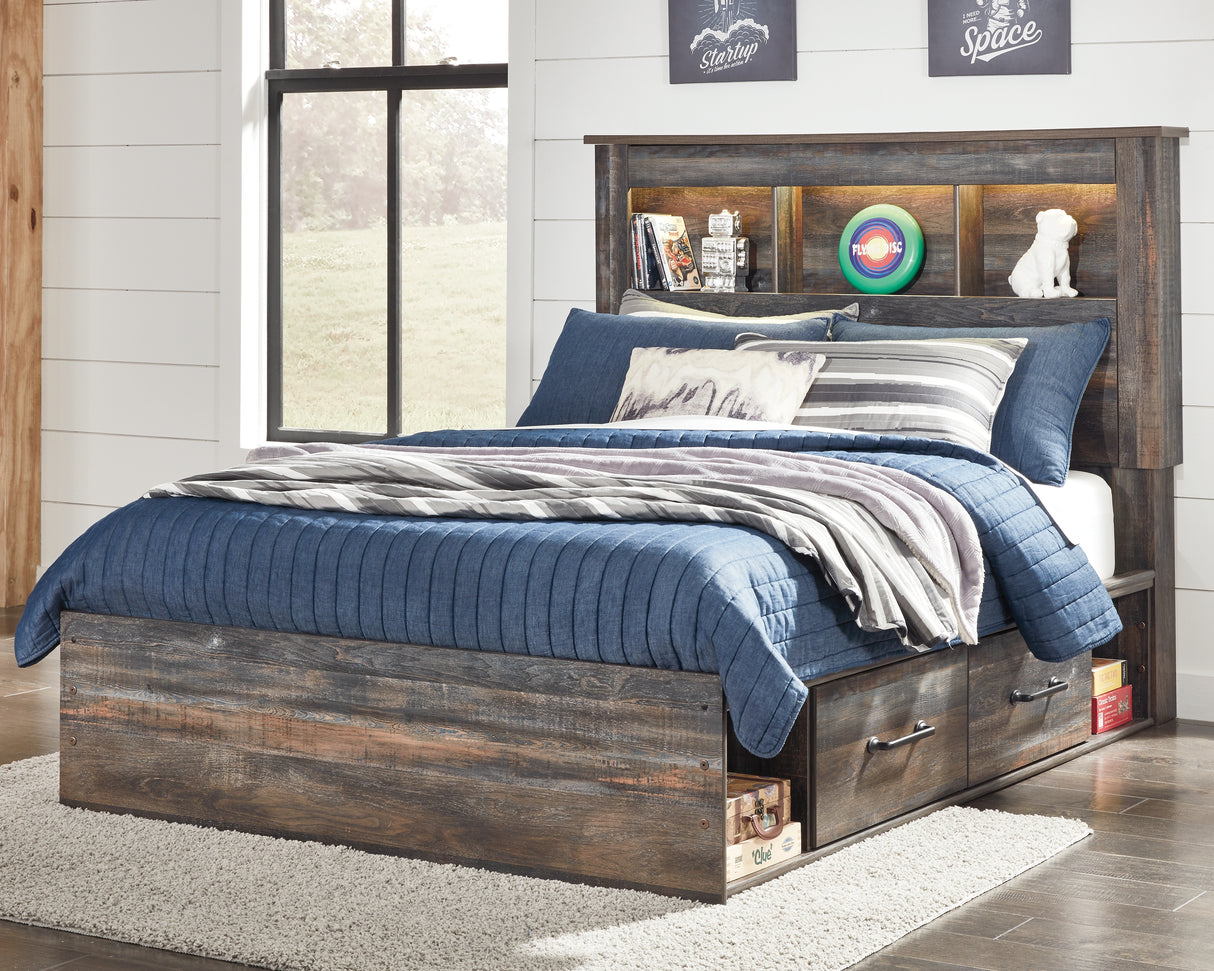 Nashville Furniture Outlets - Ashley Furniture - Drystan Bedroom - Full Bookcase Bed with 2 Storage Drawers / Multi - B211B44