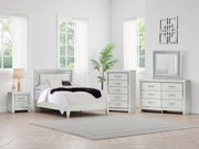 Nashville Furniture Outlets - Ashley Furniture - Zyniden Bedroom - Full Upholstered Panel Bed / Silver - B2114B4