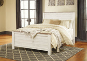 Nashville Furniture Outlets - Ashley Furniture - Willowton Bedroom - King Panel Bed / Whitewash - B267B10