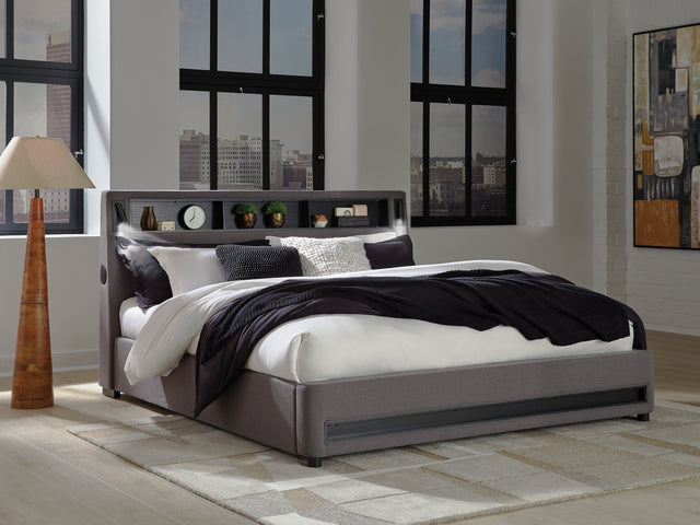 Nashville Furniture Outlets - Ashley Furniture - Verishaw Bedroom - California King Upholstered Bed / Gray - PCB2721B22