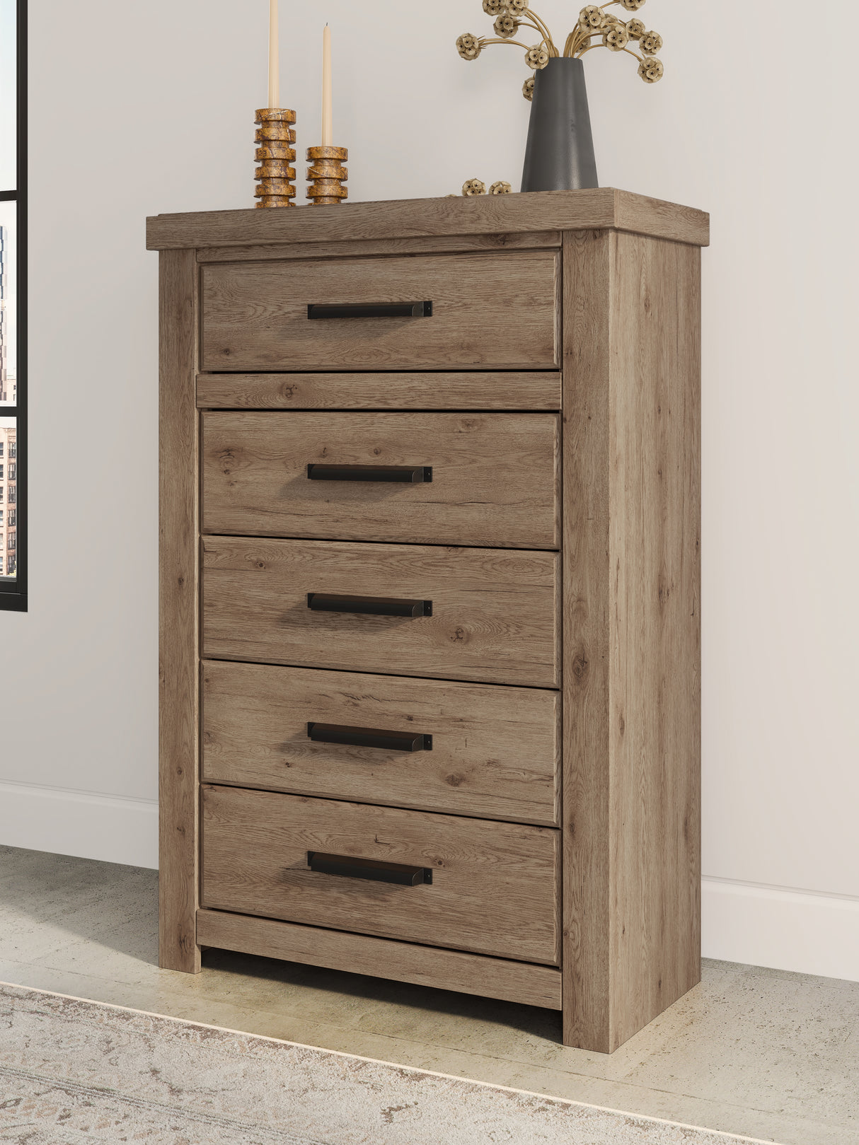 Nashville Furniture Outlets - Ashley Furniture - Oliandon Bedroom - Five Drawer Chest / Light Brown - PCB2844-46