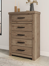 Nashville Furniture Outlets - Ashley Furniture - Oliandon Bedroom - Five Drawer Chest / Light Brown - PCB2844-46