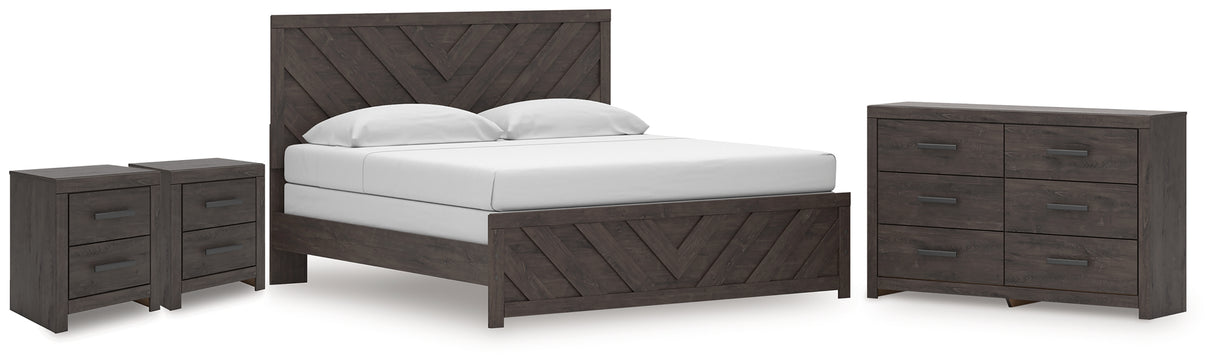 Prendonea King Panel Bed, Dresser and 2 Nightstands