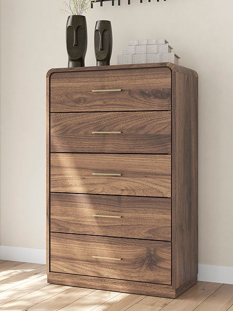 Nashville Furniture Outlets - Ashley Furniture - Fortlorn Bedroom - Five Drawer Chest / Walnut Brown - PCB386-46