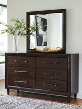 Nashville Furniture Outlets - Ashley Furniture - Dantenton Bedroom - Dresser and Mirror / Merlot - B611B1