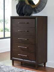Nashville Furniture Outlets - Ashley Furniture - Dantenton Bedroom - Five Drawer Chest / Merlot - B611-46